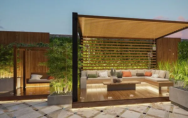 تحويل الفناء إلى واحة في أبها:للمظلات والحدائق ومظلات