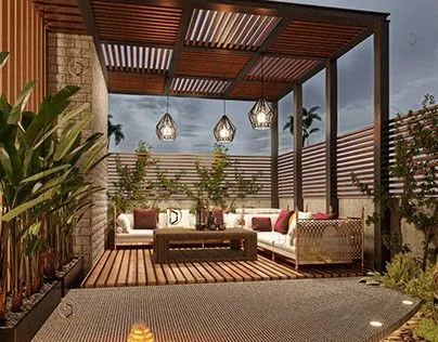 تحويل الفناء إلى واحة في أبها:للمظلات والحدائق ومظلات