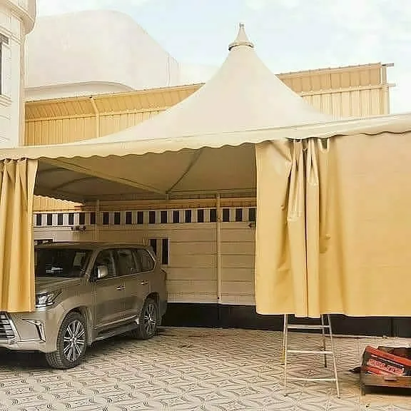 اصلاح مظلات كراج مقوسة بتثبيت آمن في الجنوب وابهاء 