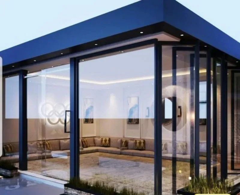 مجلس خارجي مصنوع من الساندوش والحديد والأسمنت بوردفي أبها 