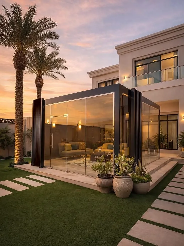 مجالس خارجية زجاجية فاخرة في أبها|تصميم وتركيب مجالس 